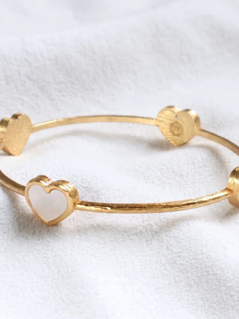 NEW Julie Vos Heart Bangle Medium Gold Mother Pearl